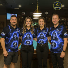 Load image into Gallery viewer, Blue Flames Grim Reaper Holding 8 Ball Pool Women Polo &amp; 1/4-Zip Shirt Personalized Billiard Gifts NYN2661