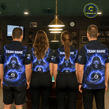 Load image into Gallery viewer, Blue Flames Grim Reaper Holding 8 Ball Pool Women Polo &amp; 1/4-Zip Shirt Personalized Billiard Gifts NYN2661