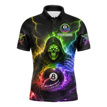 Load image into Gallery viewer, Colorful Flames Grim Reaper Holding 8 Ball Pool Men Polo &amp; 1/4-Zip Shirt Personalized Billiard Gifts NYN2663