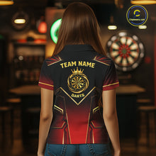 Load image into Gallery viewer, Black, Red And Gold Crown Dartboard Women Darts Polo &amp; 1/4-Zip Shirts Custom Darts Outfits Team Jersey NYN3035