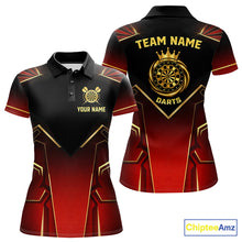 Load image into Gallery viewer, Black, Red And Gold Crown Dartboard Women Darts Polo &amp; 1/4-Zip Shirts Custom Darts Outfits Team Jersey NYN3035
