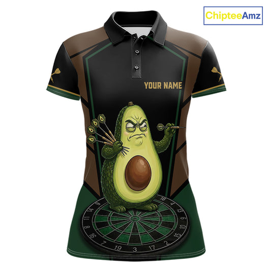 Angry Avocado Brown And Green Funny Darts Jersey For Women Custom Polo & 1/4 Zip Darts Team Shirts NYN3207