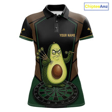 Load image into Gallery viewer, Angry Avocado Brown And Green Funny Darts Jersey For Women Custom Polo &amp; 1/4 Zip Darts Team Shirts NYN3207