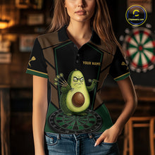 Load image into Gallery viewer, Angry Avocado Brown And Green Funny Darts Jersey For Women Custom Polo &amp; 1/4 Zip Darts Team Shirts NYN3207
