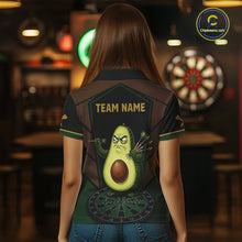 Load image into Gallery viewer, Angry Avocado Brown And Green Funny Darts Jersey For Women Custom Polo &amp; 1/4 Zip Darts Team Shirts NYN3207
