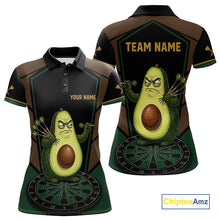 Load image into Gallery viewer, Angry Avocado Brown And Green Funny Darts Jersey For Women Custom Polo &amp; 1/4 Zip Darts Team Shirts NYN3207