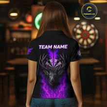 Load image into Gallery viewer, Custom Purple Flames Dartboard Deer Funny Dart Women Polo Shirt Dart Team Jerseys NYN1632