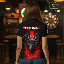 Load image into Gallery viewer, Custom Red Flames Dartboard Deer Funny Dart Women Polo Shirt Dart Team Jerseys NYN1633