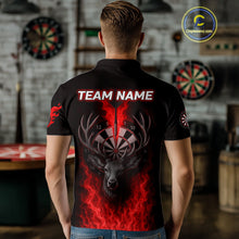 Load image into Gallery viewer, Custom Red Flames Dartboard Deer Funny Dart Men Polo Shirt Dart Team Jerseys NYN1633