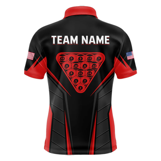 Black And Red Billiard Ball Pool Men Polo & 1/4-Zip Shirt Custom 8 Ball 3D Billiards Jerseys NYN2451