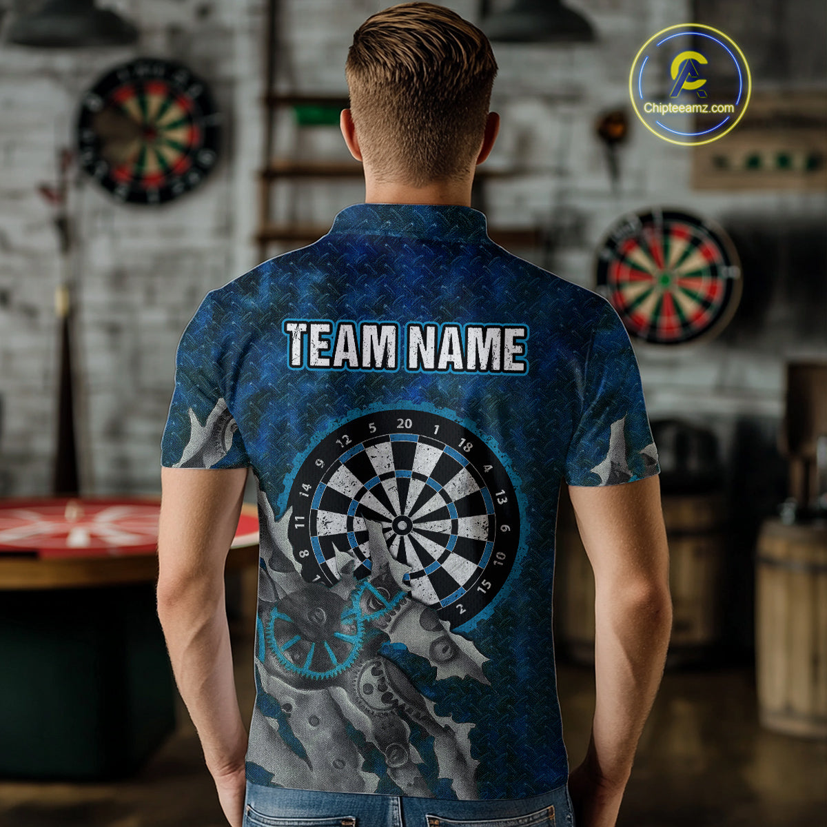 Grunge Dartboard Tear Men's Darts Shirt Polo Jersey Custom Name For Players NYN0736