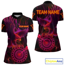 Load image into Gallery viewer, Purple Neon Eagle Dartboard Custom Darts 1/4 Zip Shirt For Women - Darts Team Jersey NYN0741