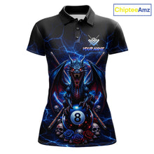 Load image into Gallery viewer, Custom Dragon Roses 8 Ball Billiard Pool Shirt For Women Thunder Blue Red Skull Team Billiard Jersey NYN3068