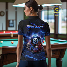 Load image into Gallery viewer, Custom Dragon Roses 8 Ball Billiard Pool Shirt For Women Thunder Blue Red Skull Team Billiard Jersey NYN3068