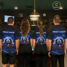 Load image into Gallery viewer, Custom Dragon Roses 8 Ball Billiard Pool Shirt For Women Thunder Blue Red Skull Team Billiard Jersey NYN3068