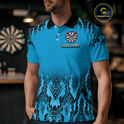 Lightning Navy Cobra & Snake-Skin Darts Shirt For Men - Custom Dart Player Jersey NYN0532