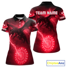 Load image into Gallery viewer, Custom Dragon Lightning Red Dartboard Dart Team Shirt For Women, Outfits Dart Jerseys NYN1072