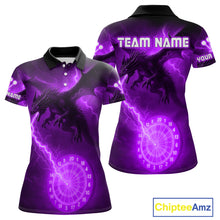Load image into Gallery viewer, Custom Dragon Lightning Purple Dartboard Dart Team Shirt For Women, Outfits Dart Jerseys NYN1073