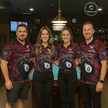 Load image into Gallery viewer, Horror Shark Play Pool 8 Ball Women's Billiard Team Shirt Custom Red Camouflage Billiard Attire NYN2499