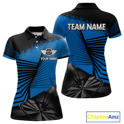 Custom Women's Darts Shirt With Silver Dart Arrows Hitting Dartboard, Darts Jersey NYN0285
