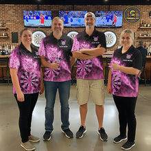 Load image into Gallery viewer, Custom Smoke Pink Fire Flaming Dart Arrow Men Darts Polo League Shirts Dart Team Jerseys NYN2213