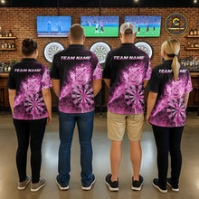 Load image into Gallery viewer, Custom Smoke Pink Fire Flaming Dart Arrow Men Darts Polo League Shirts Dart Team Jerseys NYN2213