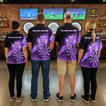 Load image into Gallery viewer, Custom Smoke Purple Fire Flaming Dart Arrow Men Darts Quarter-Zip League Shirts Dart Team Jerseys NYN2214