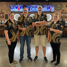 Load image into Gallery viewer, Black And Gold Tribal Human Play Dartboard Darts Polo Shirt Personalized Dart Jerseys For Men NYN2518