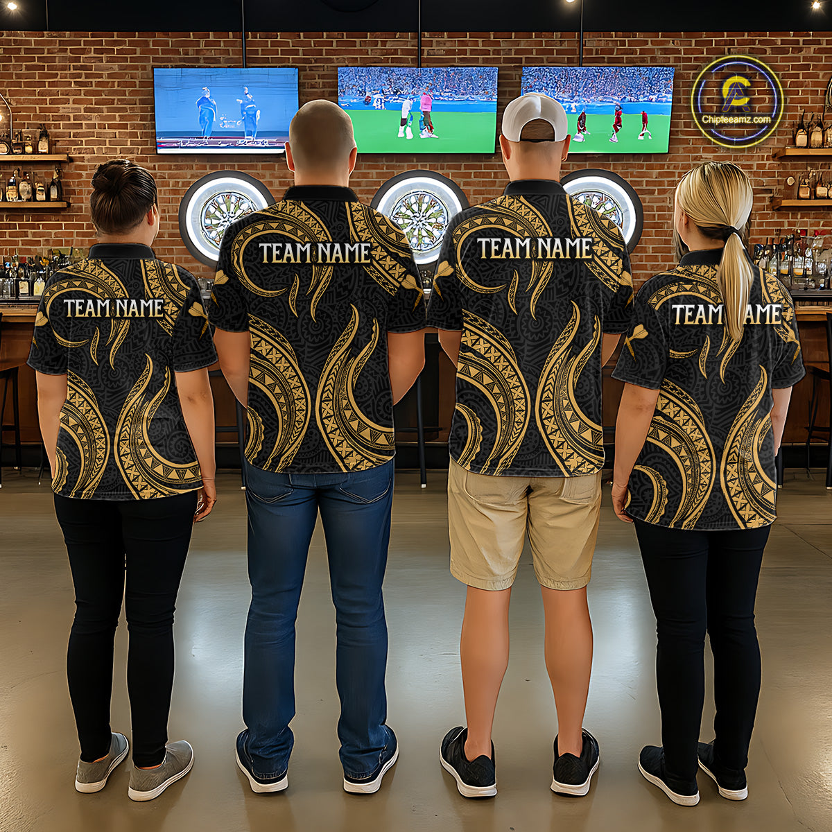 Black And Gold Tribal Human Play Dartboard Darts Polo Shirt Personalized Dart Jerseys For Women NYN2518