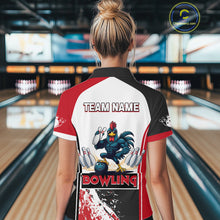 Load image into Gallery viewer, Personalized Funny Rooster Bowling Polo &amp; 1/4-Zip Shirts For Women Splatter Bowling Team Jersey NYN2725