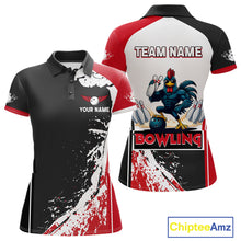 Load image into Gallery viewer, Personalized Funny Rooster Bowling Polo &amp; 1/4-Zip Shirts For Women Splatter Bowling Team Jersey NYN2725