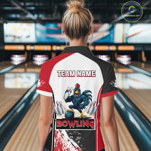 Load image into Gallery viewer, Personalized Funny Rooster Bowling Polo &amp; 1/4-Zip Shirts For Women Splatter Bowling Team Jersey NYN2725