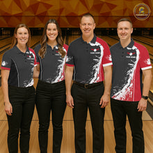 Load image into Gallery viewer, Personalized Funny Rooster Bowling Polo &amp; 1/4-Zip Shirts For Women Splatter Bowling Team Jersey NYN2725