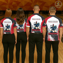 Load image into Gallery viewer, Personalized Funny Rooster Bowling Polo &amp; 1/4-Zip Shirts For Women Splatter Bowling Team Jersey NYN2725