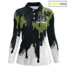 Load image into Gallery viewer, White, Green And Gray Dripping Golf Polo Shirts For Women Personalized Team Name Golf Clothes NYN3251