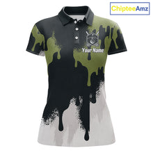 Load image into Gallery viewer, White, Green And Gray Dripping Golf Polo Shirts For Women Personalized Team Name Golf Clothes NYN3251