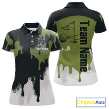 Load image into Gallery viewer, White, Green And Gray Dripping Golf Polo Shirts For Women Personalized Team Name Golf Clothes NYN3251