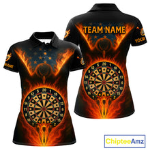 Load image into Gallery viewer, Women's US Flag Patriotic Darts Shirt Personalized Flame Eagle Dartboard Dart Team Jerseys NYN1129