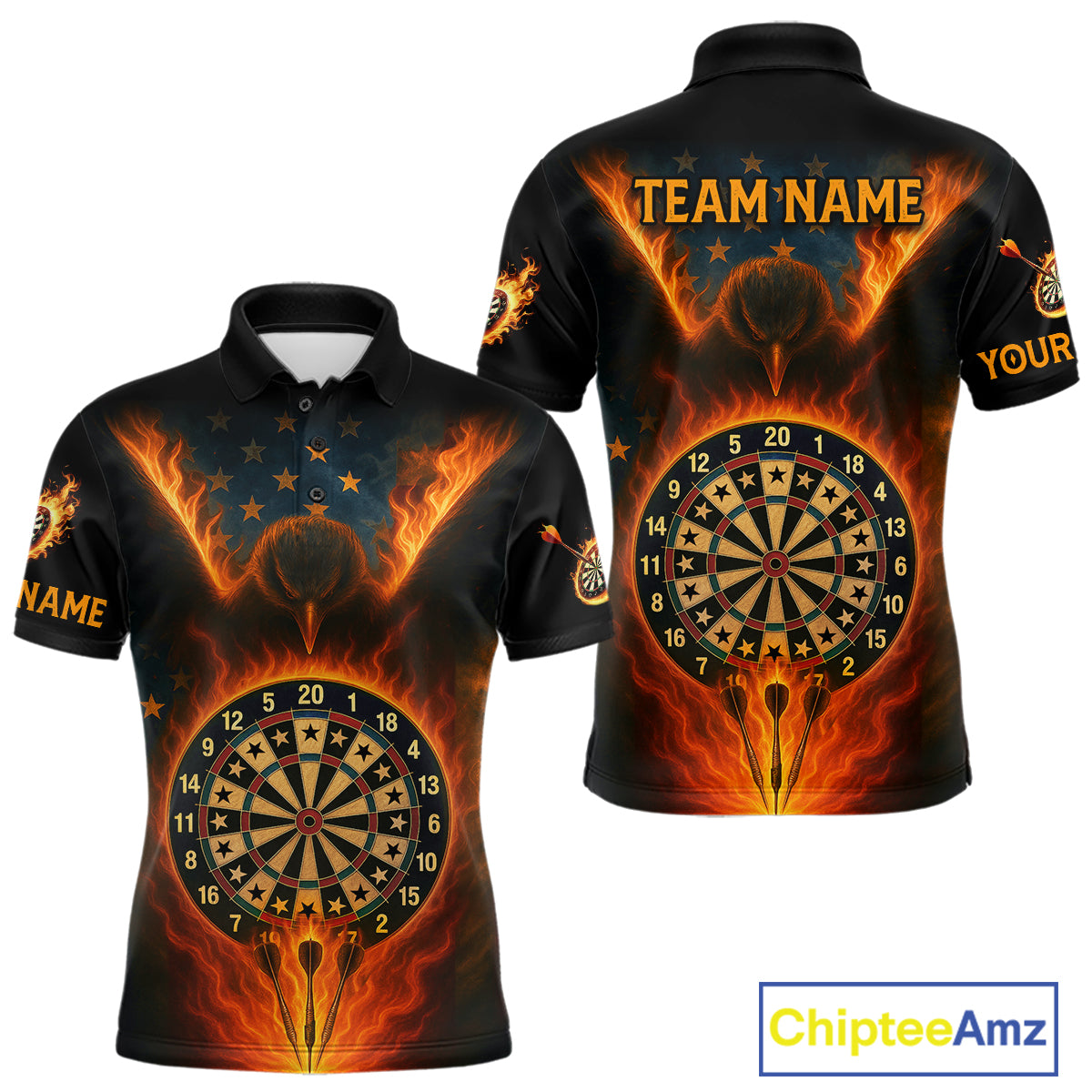 Men's US Flag Patriotic Darts Shirt Personalized Flame Eagle Dartboard Dart Team Jerseys NYN1129