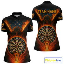 Load image into Gallery viewer, Women's US Flag Patriotic Darts Shirt Personalized Flame Eagle Dartboard Dart Team Jerseys NYN1129