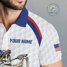 Load image into Gallery viewer, American Flag Golf Polo Shirts For Men Custom Skeleton Golfer Patriot Golf Team Clothing NYN3264