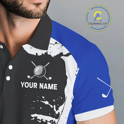 Men's model wearing Funny Rooster Golf Polo Shirt, country golf apparel, rooster mascot sportswear, personalized golf outfit, custom golf team fashion.
