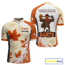 Load image into Gallery viewer, Custom Funny Turkey Autumn Leaves Dart 1/4-Zip Shirt For Men Thanksgiving Dart Jersey NYN1458