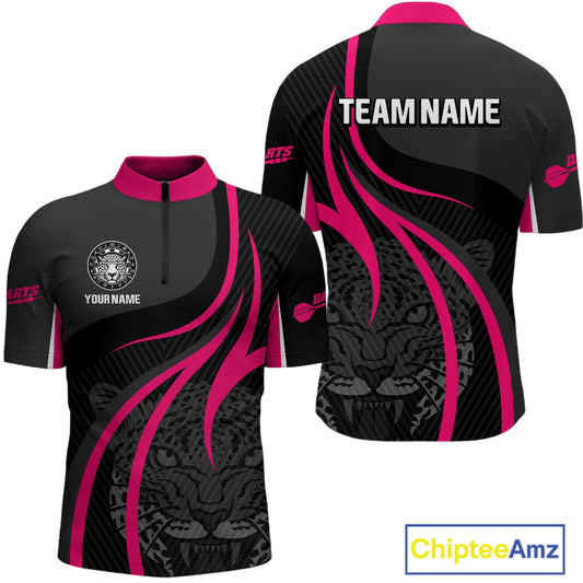 Custom Dart Jersey - Fuchsia & Ebony Panther Power | Personalized Name For Men NYN0325