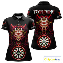 Load image into Gallery viewer, Red Vicious Wolf Ruler Dartboard Darts Shirt For Women - Custom Name &amp; Team Jersey NYN0582
