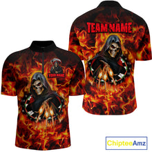 Load image into Gallery viewer, Grim Reaper Flaming Dartboard &amp; Arrows Darts Shirt For Men - Custom Name &amp; Team Jersey NYN0585