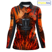 Load image into Gallery viewer, Orange Claws Womens Disc Golf Polo Shirt Custom Grey Disc Golf Basket Jerseys Team Ladies Disc Golf NYN3113