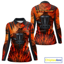 Load image into Gallery viewer, Orange Claws Womens Disc Golf Polo Shirt Custom Grey Disc Golf Basket Jerseys Team Ladies Disc Golf NYN3113