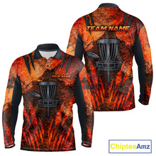 Load image into Gallery viewer, Orange Claws Mens Disc Golf Polo Shirt Custom Grey Disc Golf Basket Jerseys Team Mens Disc Golf NYN3113
