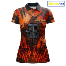 Load image into Gallery viewer, Orange Claws Womens Disc Golf Polo Shirt Custom Grey Disc Golf Basket Jerseys Team Ladies Disc Golf NYN3113